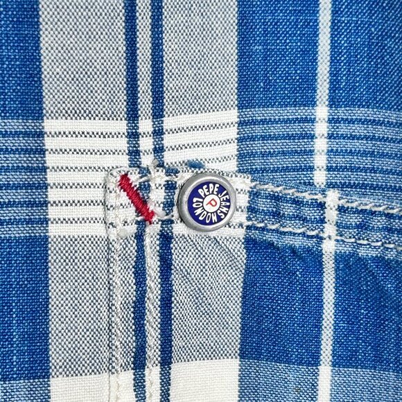 Pepe Jeans London Men's Striped Button Down Size L  Shirt | Blue & White Cotton - Picture 6 of 10